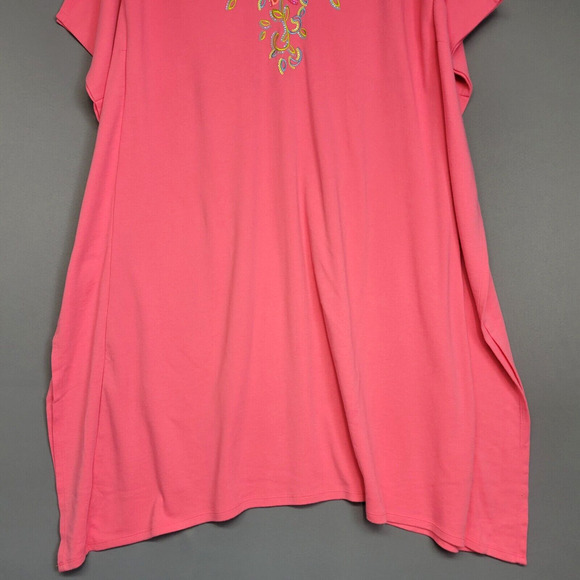 Quaker Factory Kraftan Dress Womens XL Pink Embroidered Sequin Floral Tunic New - Picture 3 of 13